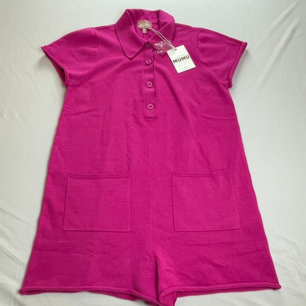 Show Me Your Mumu Hot Pink Knit Gio Sweater Romper - Size Medium - NWT